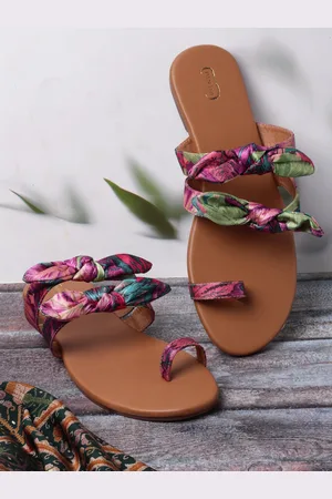 PANAHI Women Pink Printed One Toe Flats with Bows