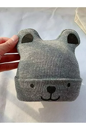 EL REGALO Kids Grey & Black Self Design Wool Beanie
