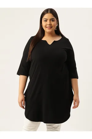 Amydus Women Black Plus Size Solid Tunic