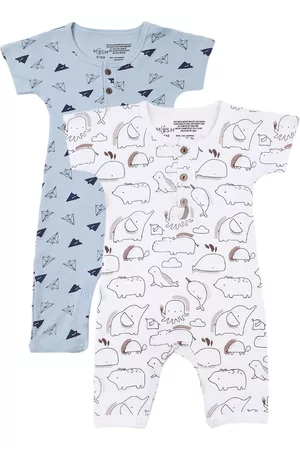 MUSH Kids Pack Of 2 Printed Bamboo Rompers