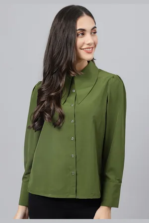DEEBACO Women Olive Green Premium Casual Shirt