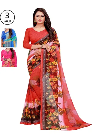 Saadhvi Multicoloured Floral Pure Georgette Saree