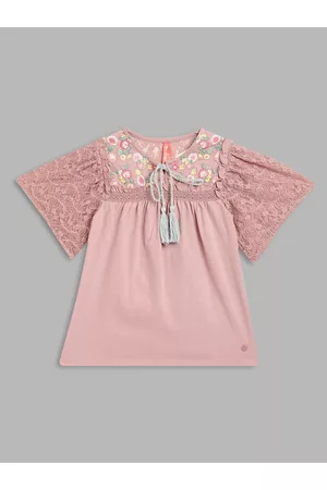 Blue Giraffe Pink Floral Tie-Up Neck Top