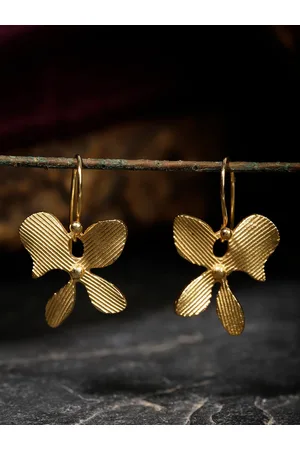 Berserk Gold-Toned Floral Drop Earrings