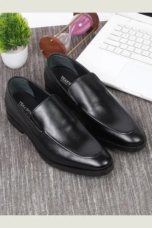 Teakwood Leathers Men Black Solid Leather Formal Slip-on Shoes