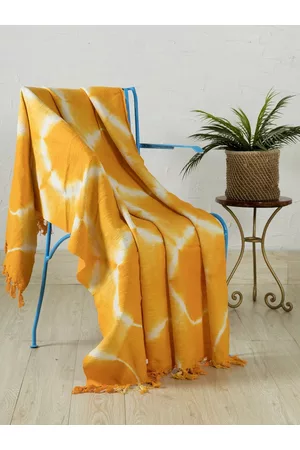 HANDICRAFT PALACE Yellow & White Tie & Dyed Cotton Throw