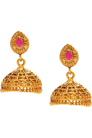 Shivansh Women Gold-Toned Jhumka Earrings