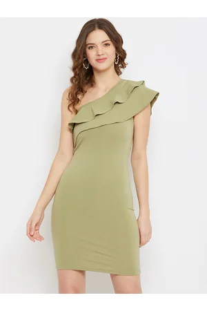 U&F Women Green Solid Bodycon Dress
