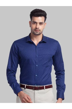 Park Avenue Men Blue Slim Fit Printed Formal Shirt