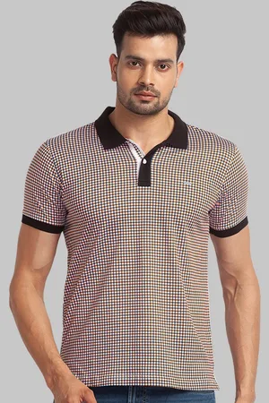 Park Avenue Men Checked Polo Collar Organic Cotton T-shirt