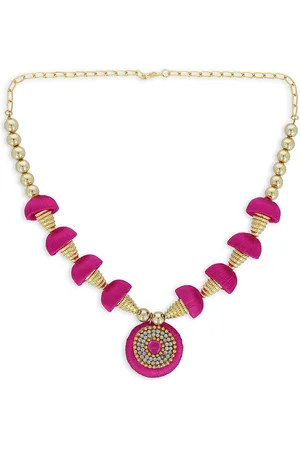 Akshara Clothing Girls Gold-Plated & Pink Handcrafted Necklace