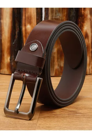 Teakwood Leathers Men Brown Solid Leather Belt