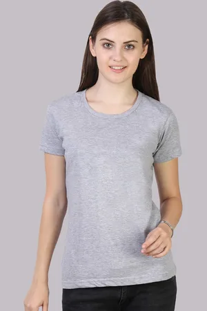 Fleximaa Women Grey Melange Running T-shirt