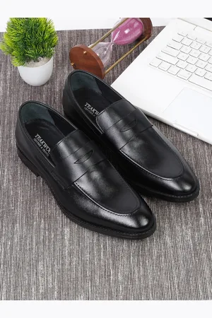 Teakwood Leathers Men Black Solid Leather Formal Slip-On Shoes