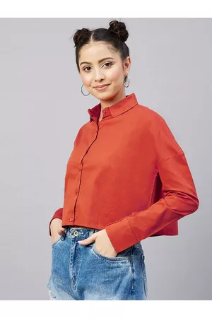 Chimpaaanzee Women Red Oversized Casual Shirt