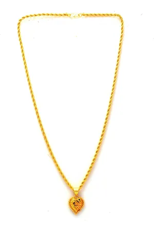 Jewar Mandi Unisex Gold-Tonned Gold-Plated Heart Shaped Pendant With Chain