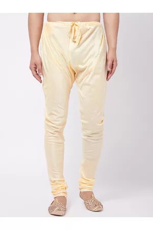 Vastramay Men Gold-Coloured Solid Slim-Fit Pyjama