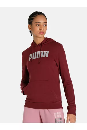 PUMA Women Maroon Printed Regular Fit Hooded Sweatshirt