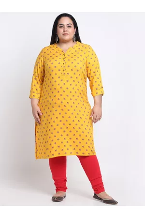 Pluss Mandarin Collar Floral Printed Kurta