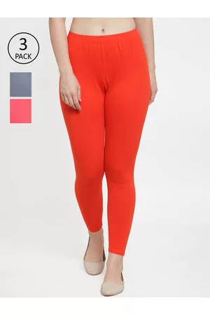 GRACIT Women Pack Of 3 Solid Ankle Length Cotton Leggings
