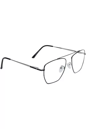 Peter Jones Eyewear Unisex Black & Silver-Toned Square Blue Light Blocking Glasses