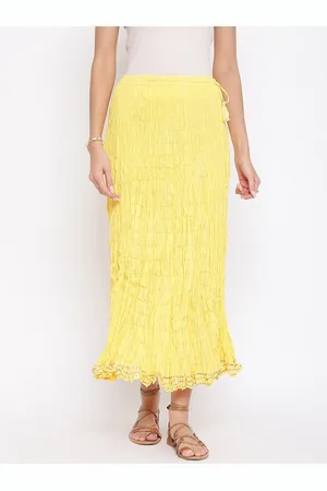 Fabindia Women Yellow Solid Cotton Skirt