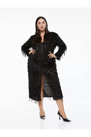 H&M Women Black V-neck Sequined Dress