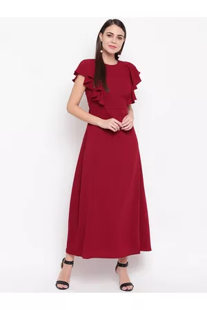 Rare Fashion Women Maroon Solid Maxi Dress