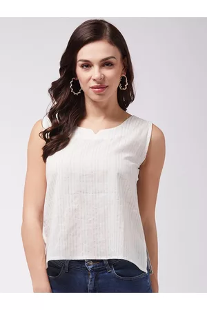 InWeave Women Off-White Striped Top
