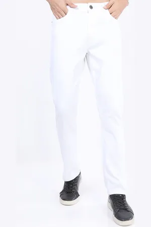 Highlander Men White Straight Fit Stretchable Jeans