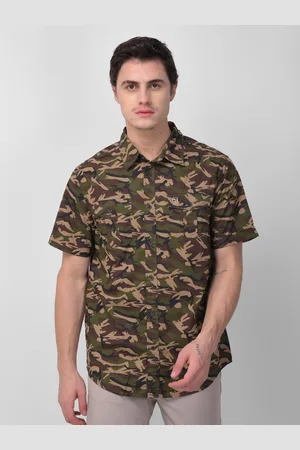 Buy Brown Camo Print Short Sleeves Shirt for Men