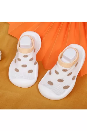 Baby Moo Kids White Polka Dot Printed Slip-On Sneakers