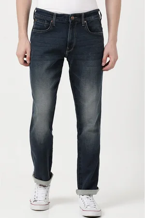 Wrangler Men Blue Millard Straight Fit Heavy Fade Stretchable Jeans
