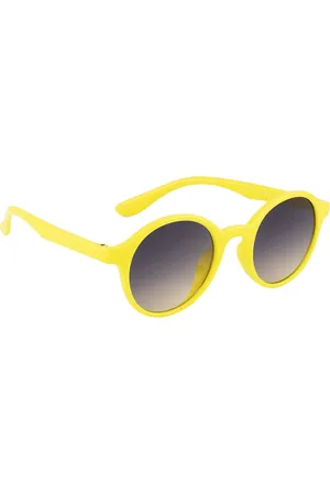 YK Unisex Kids Grey Lens & Yellow Round Sunglasses With UV Protected Lens