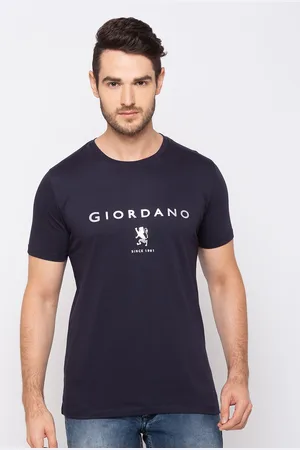 Giordano Men Navy Blue Printed Round Neck T-shirt