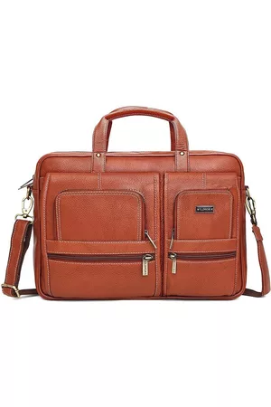 WildHorn Men Tan Leather Laptop Bag
