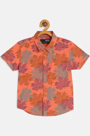 HERE&NOW Boys Coral Floral Printed Cotton Casual Shirt