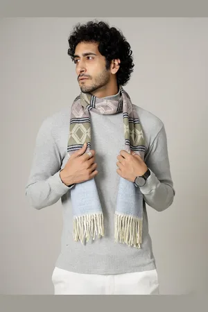 HANDICRAFT PALACE Men Blue Printed Woolen Mufflers