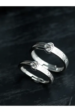 Priyaasi Set Of 2 Women Silver-Plated 92.5 Sterling Silver Finger Ring