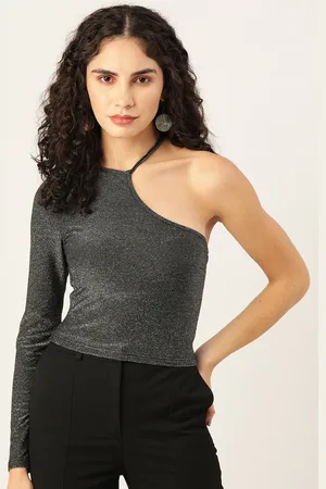 Koton Black Shimmer One Shoulder Top