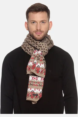 513 Clothing Men Beige & Red Woven Design Mufflers
