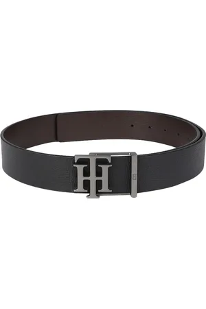 Tommy Hilfiger Men Black & Brown Textured Reversible Leather Belt