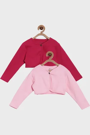 Kryptic Girls Pack Of 2 Pink & Magenta Cotton Crop Shrugs