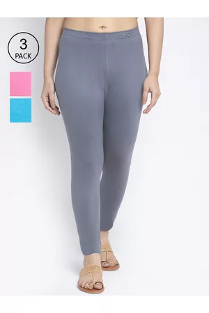 GRACIT Women Pack Of 3 Solid Ankle-Length Cotton Leggings
