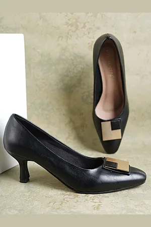 DressBerry Women Black PU Kitten Pumps