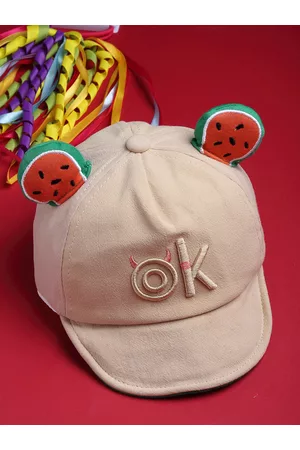 Babymoon Unisex Kids Beige & Red Embroidered Snapback Cap