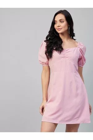 marie claire Pink Off-Shoulder Crepe A-Line Dress