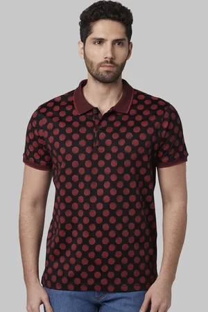 Park Avenue Men Black Printed Polo Collar T-shirt