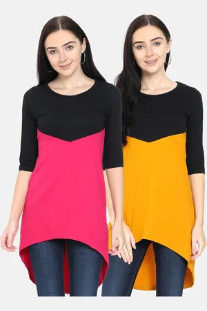 Fleximaa Women Pack Of 2 Colourblocked Long Line Tops