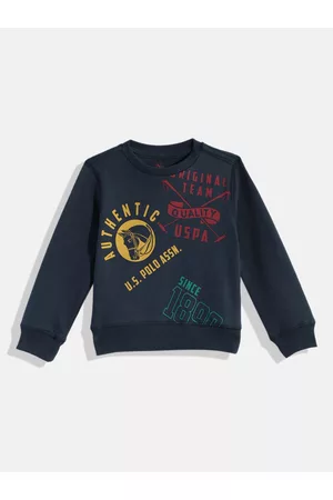Ralph Lauren Boys Navy Blue Printed Pure Cotton Sweatshirt